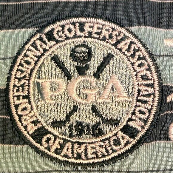 Dunning Golf Polo Shirt Mens Extra Large PGA Golf Club Blue Green Stripe Stretch - Picture 2 of 16